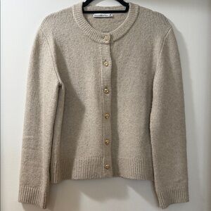 Abercrombie Beige Gold Button Cardigan Sweater